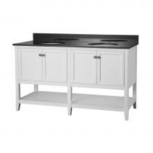 Foremost AUWV6022 - Auguste 60 inch bathroom vanity in white with four doors and open