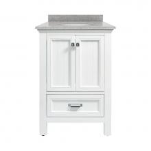 Foremost BAWVT2522D-RG - Brantley 25'' White Vanity with Rushmore Grey Granite Top
