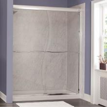 Foremost MRSS4672-CS-SV - Marina 3/8'' Frameless Sliding Shower Door with ''S'' Cut Glass