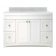 Foremost MXWVT4922-SWR - Monterrey 49'' Flat White Vanity with Silver Crystal White Engineered Stone Top