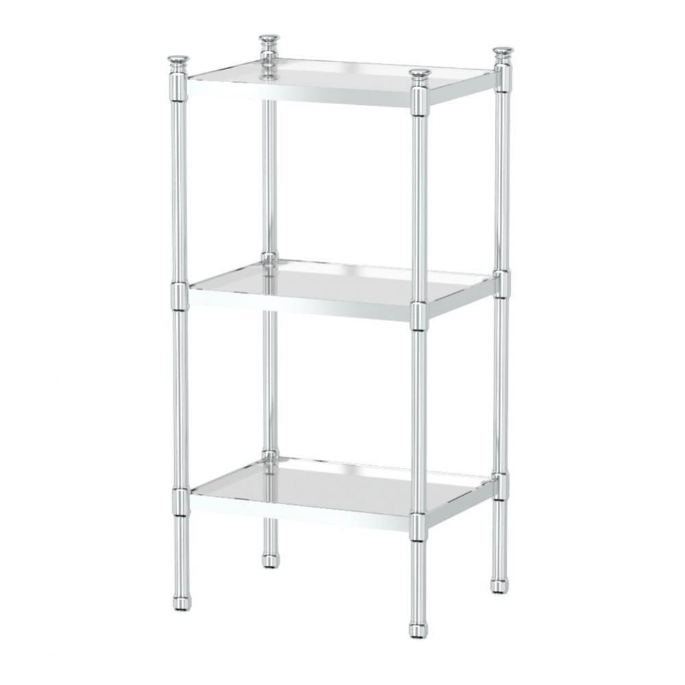Rectangular 3-Tier Glass Taboret, Chrome