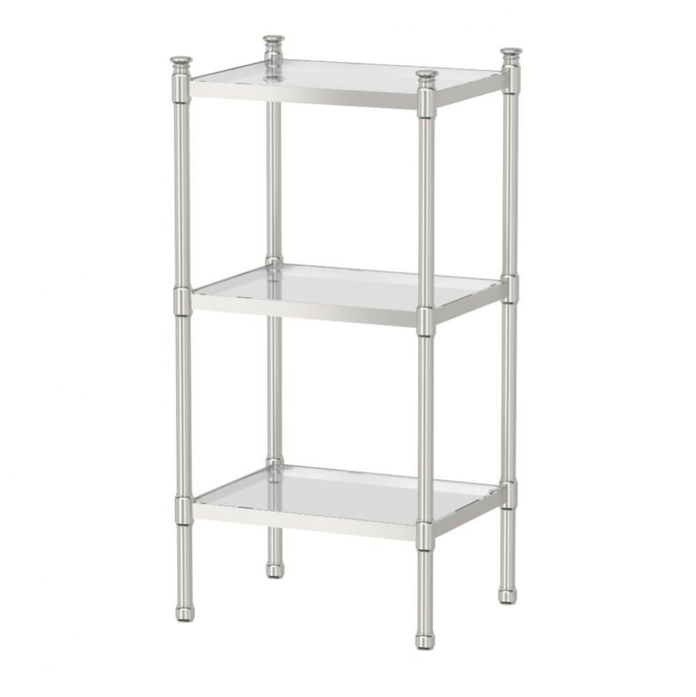 Rectangular 3-Tier Glass Taboret, Satin Nickel