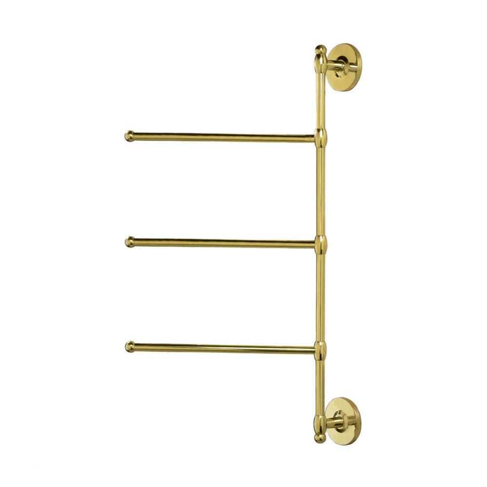 3-Arm Towel Bar 24'' H, Polished Brass