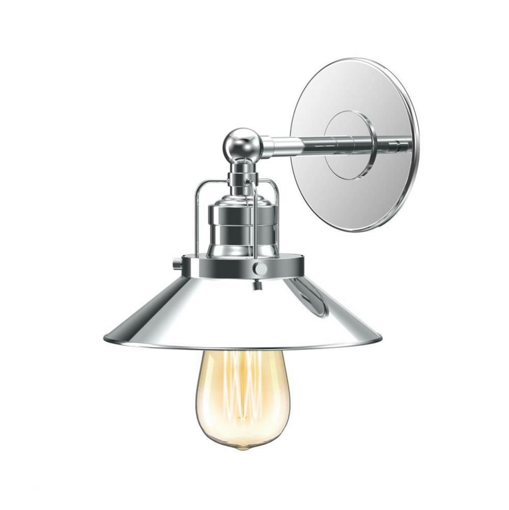 Modern Farmhouse Metal Single Sconce, Chrome