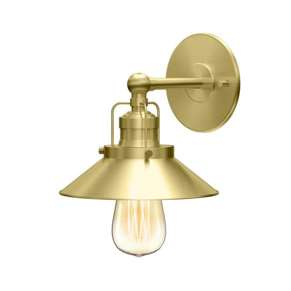 Modern Farmhouse Metal Single Sconce, Brushed Brass