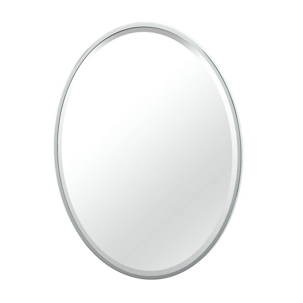 Flush Mount EZ Hanging 33''H Framed Oval Mirror, Chrome