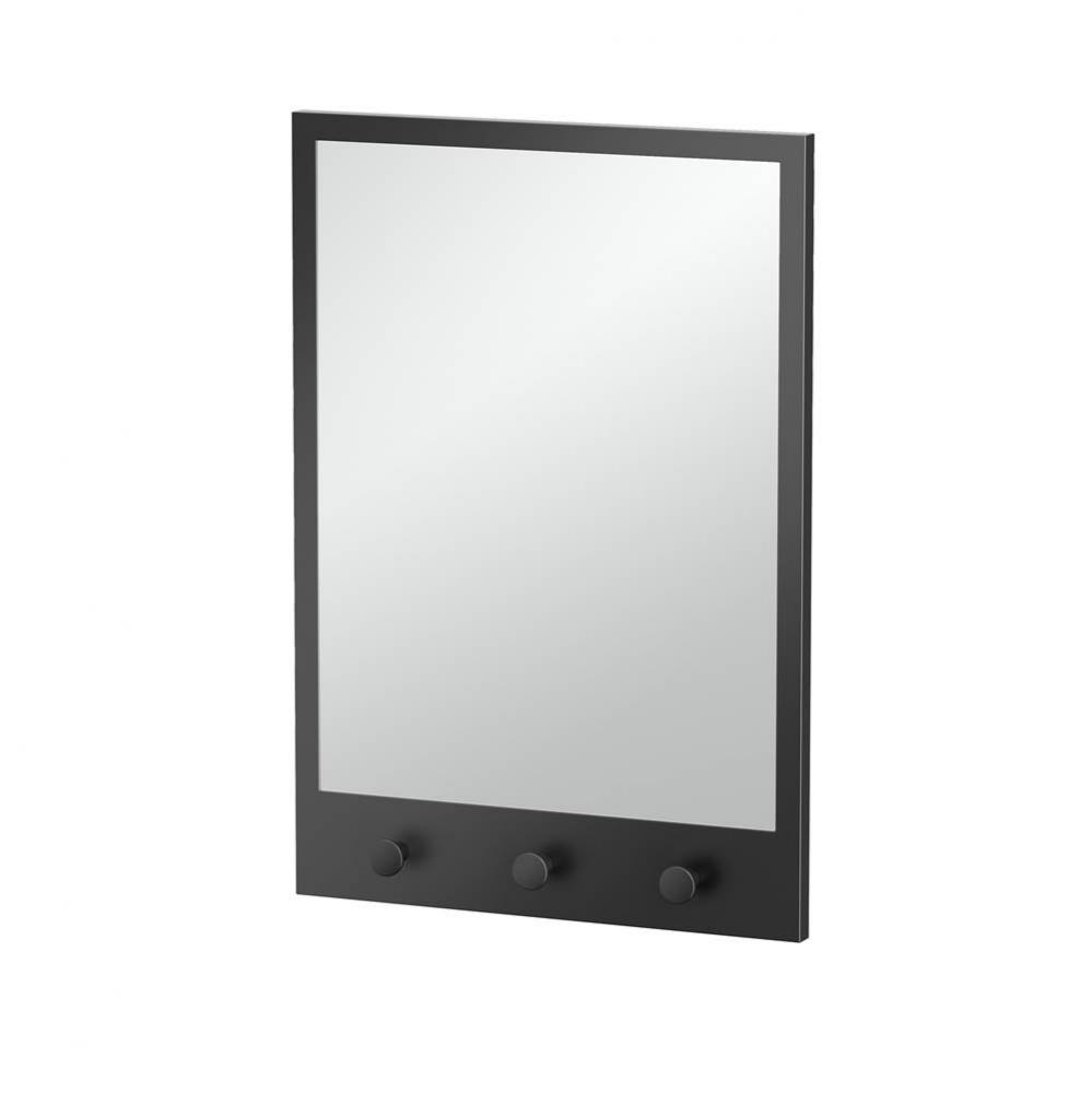 Glamorous Mirror with 3 Hooks 29''H, Matte Black