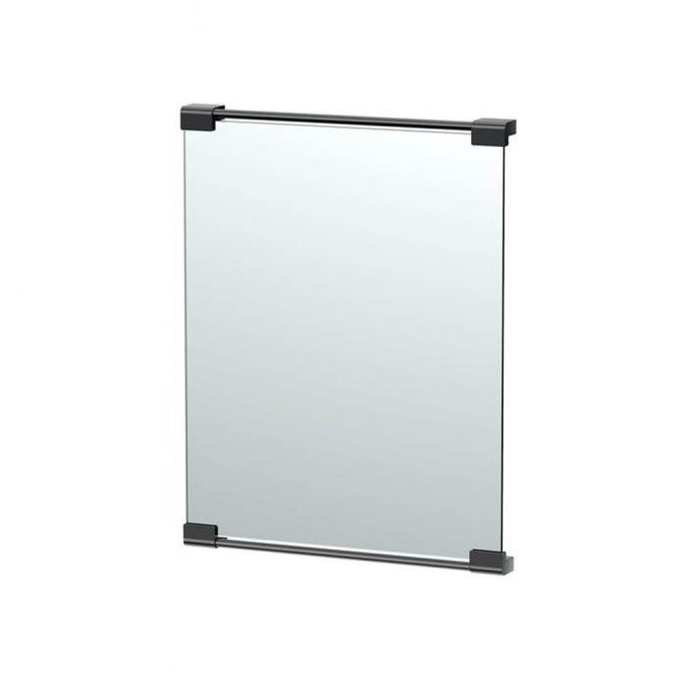 Fixed Mount 24''H Frameless Rectangle Décor Mirror, Matte Black