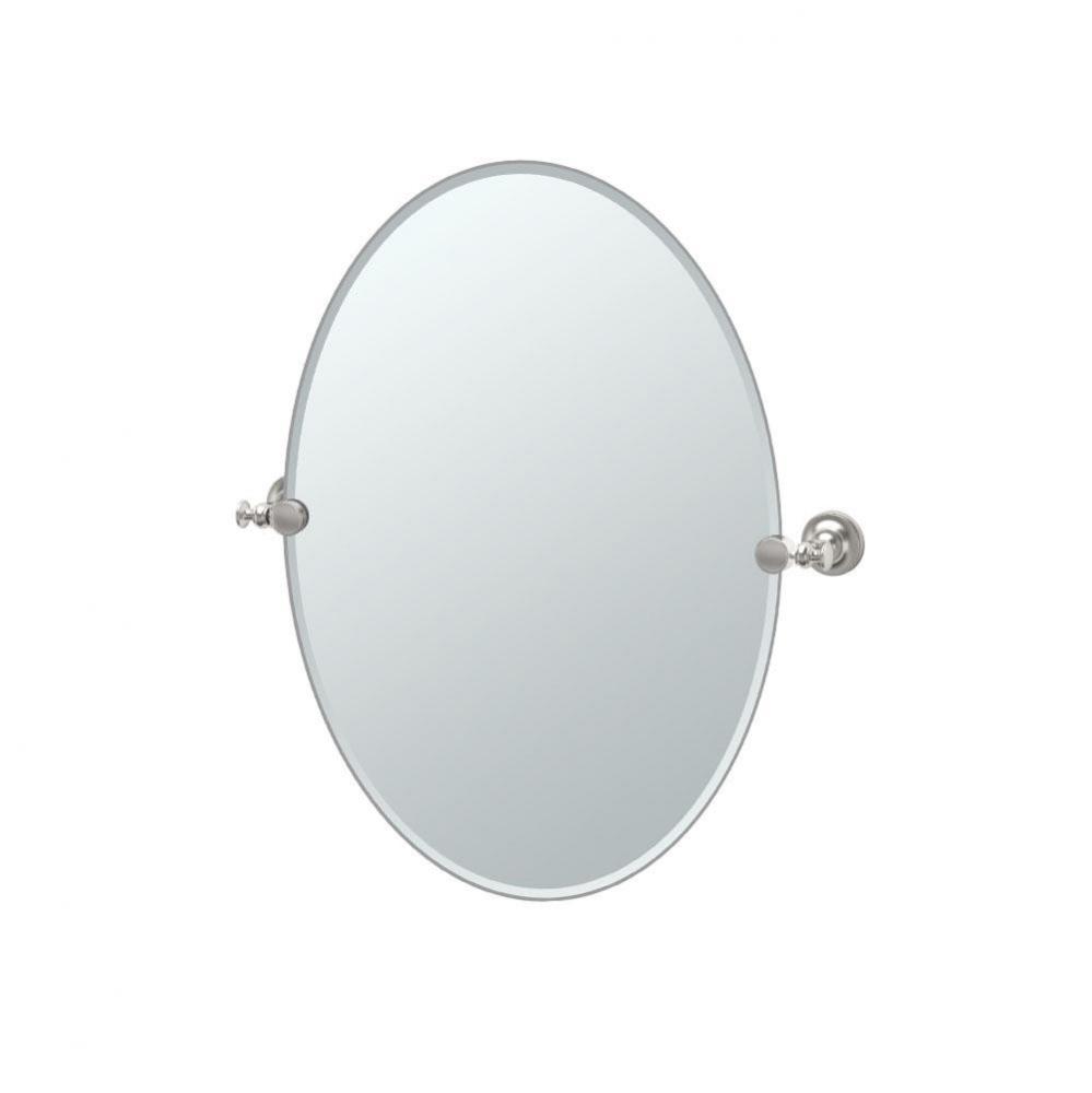 Tavern 26.5''H Frameless Oval Mirror Satin Nickel