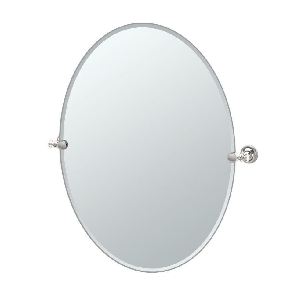 Tavern 32''H Frameless Oval Mirror, Polished Nickel