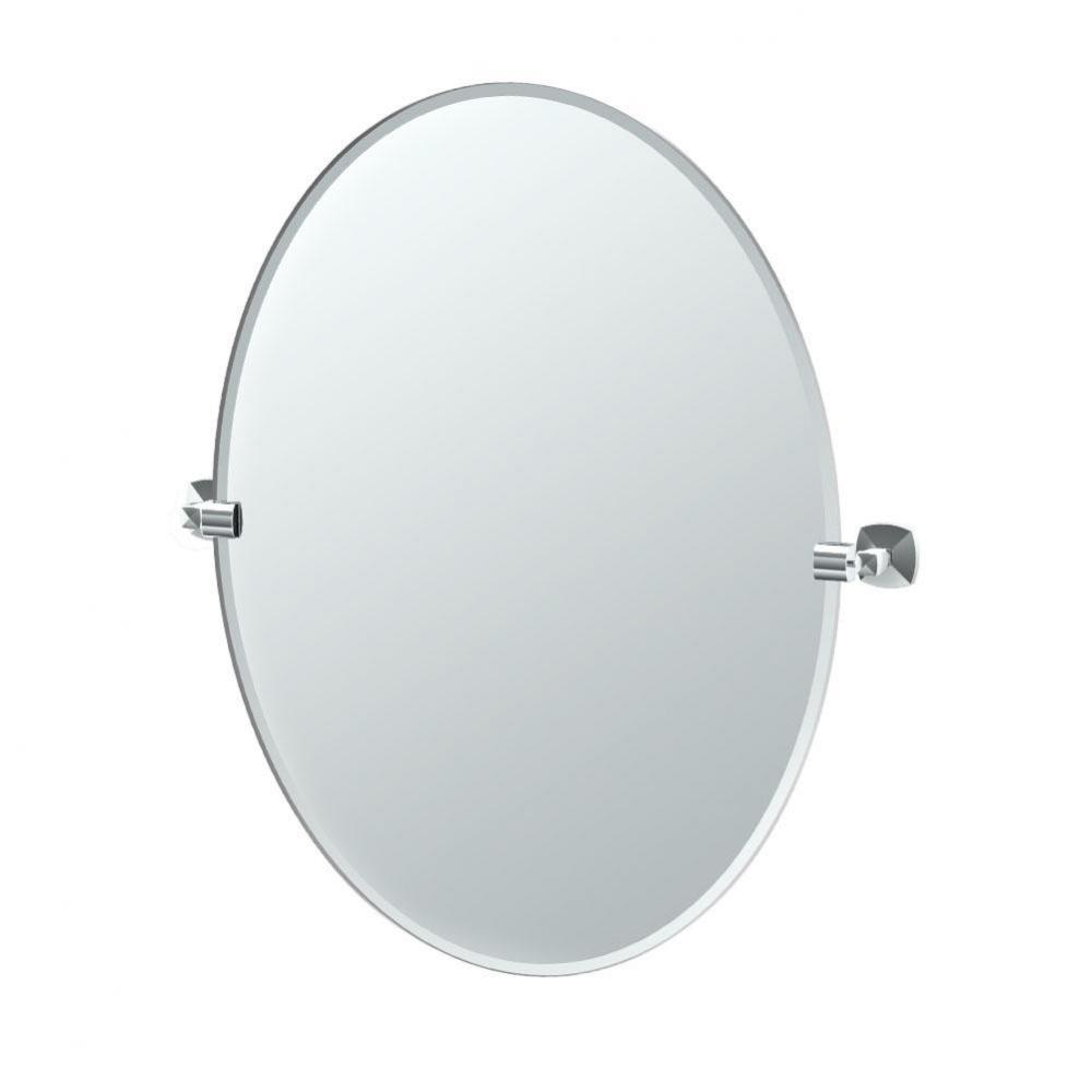 Jewel 32''H Frameless Oval Mirror, Chrome