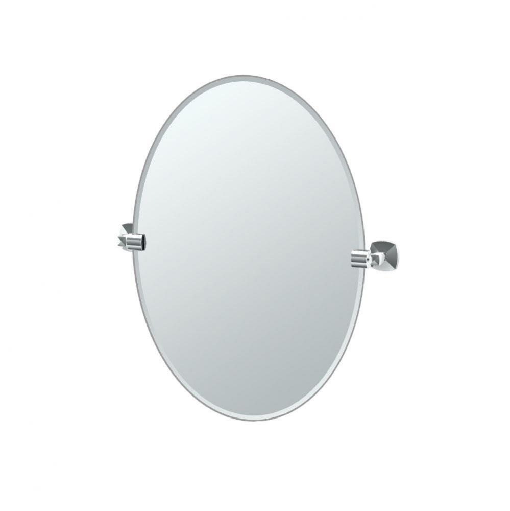 Jewel 26.5''H Frameless Oval Mirror, Chrome
