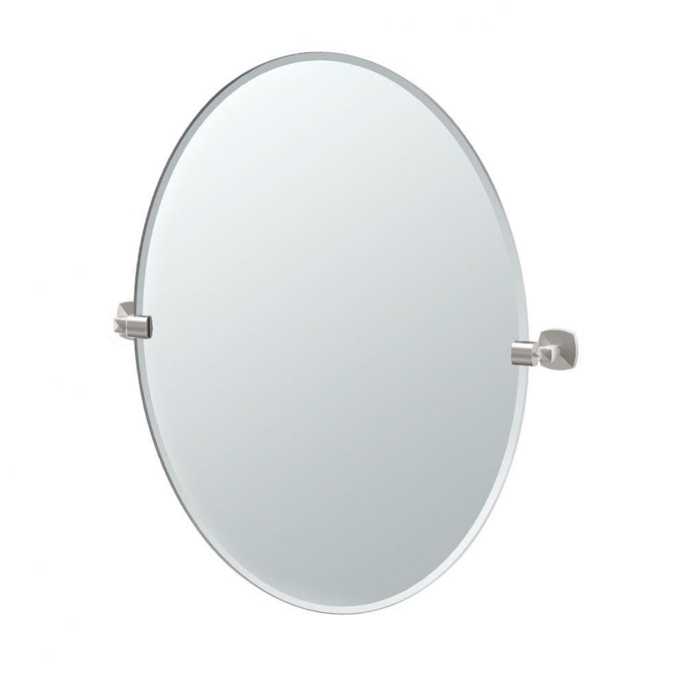 Jewel 32''H Frameless Oval Mirror, Satin Nickel