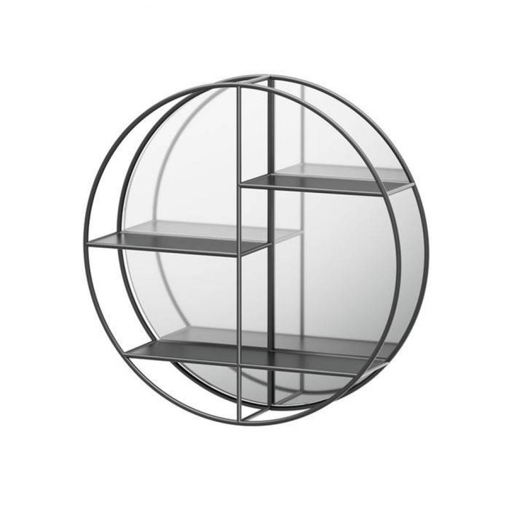 Décor Shelf Mirror 26.5''Dia., Matte Black