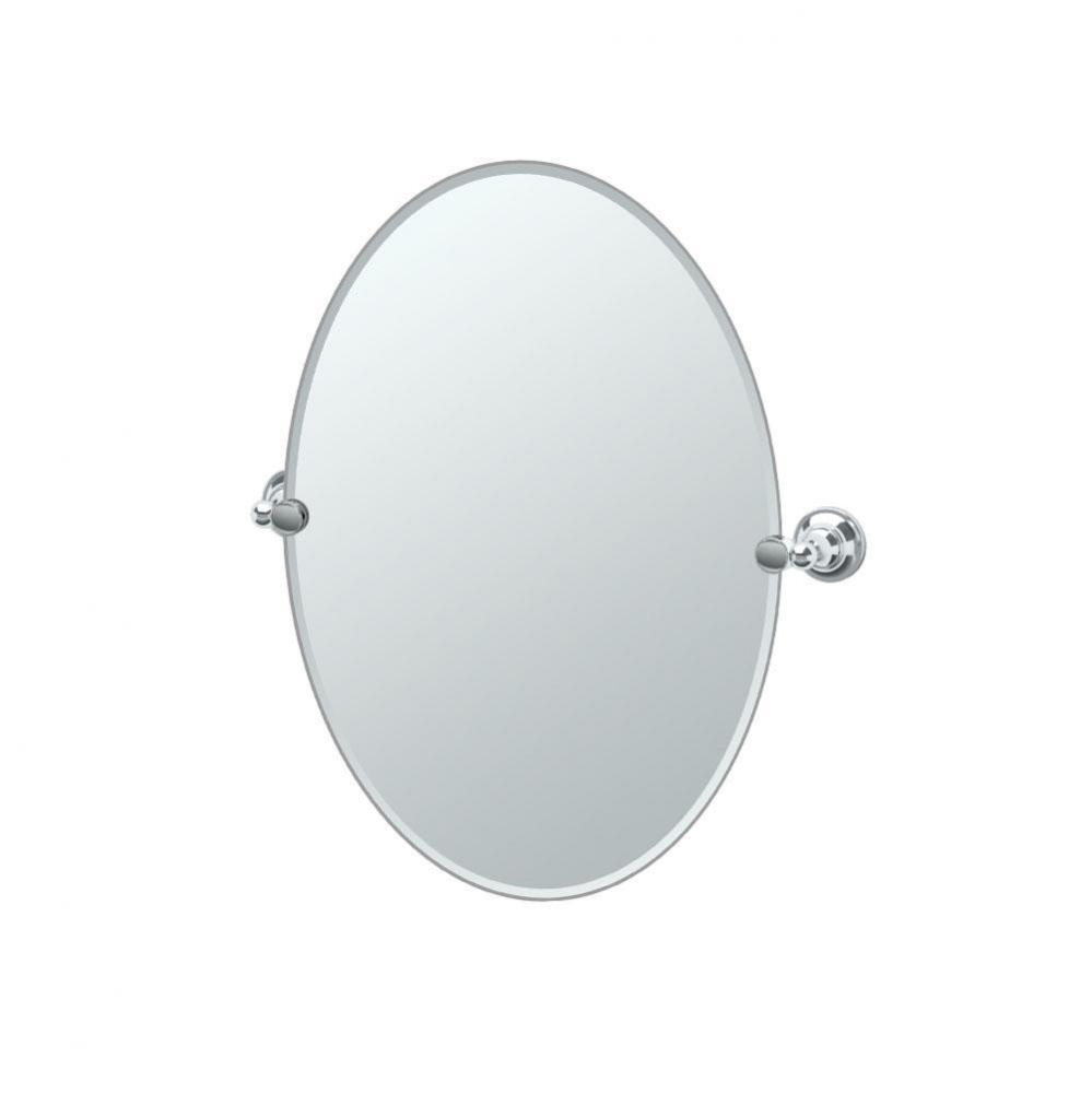 Tiara 26.5''H Frameless Oval Mirror, Chrome