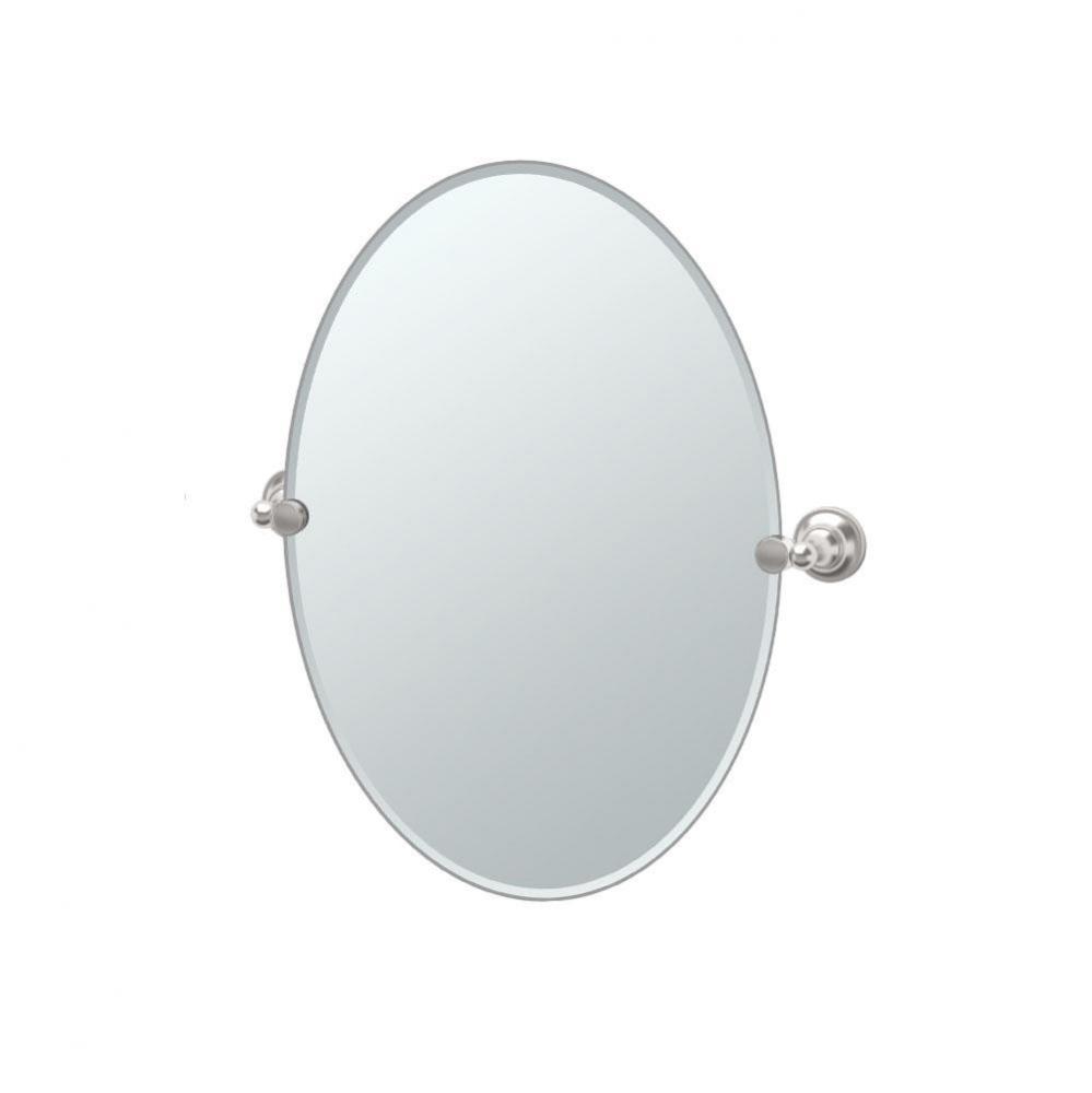 Tiara 26.5''H Frameless Oval Mirror, Satin Nickel