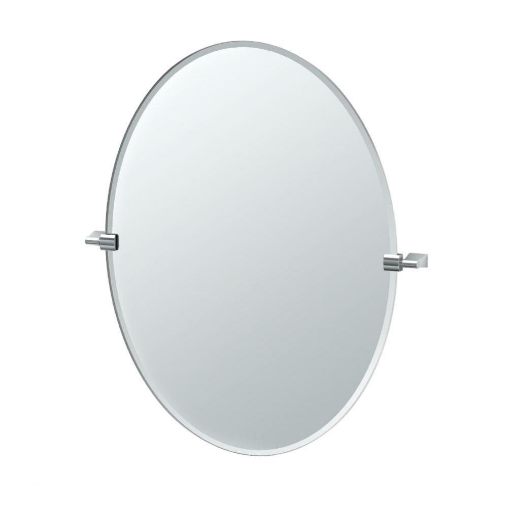 Bleu 32''H Frameless Oval Mirror, Chrome