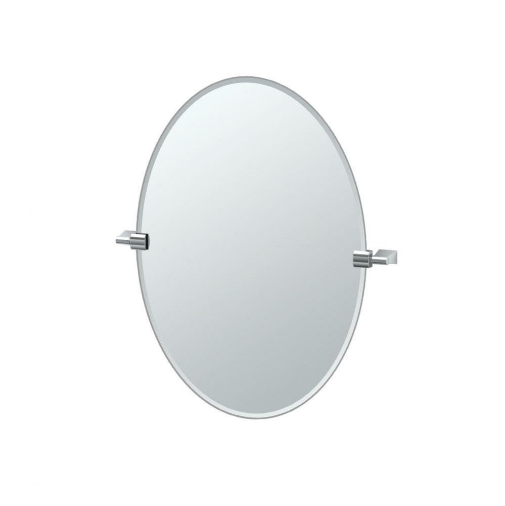 Bleu 26.5''H Frameless Oval Mirror, Chrome