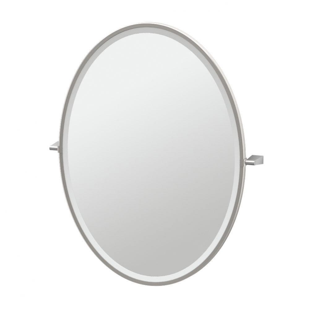 Bleu 33''H Framed Oval Mirror Satin Nicke