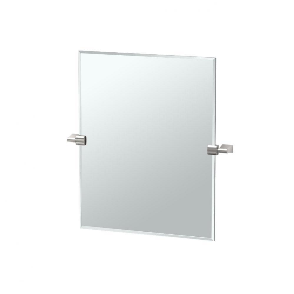 Bleu 24''H Frameless Rectangle Mirror, Satin Nickel