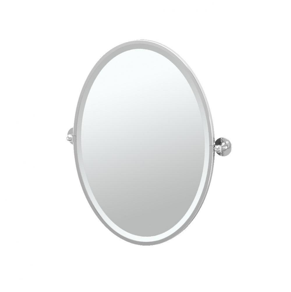Cafe 27.5''H Framed Oval Mirror Chrome