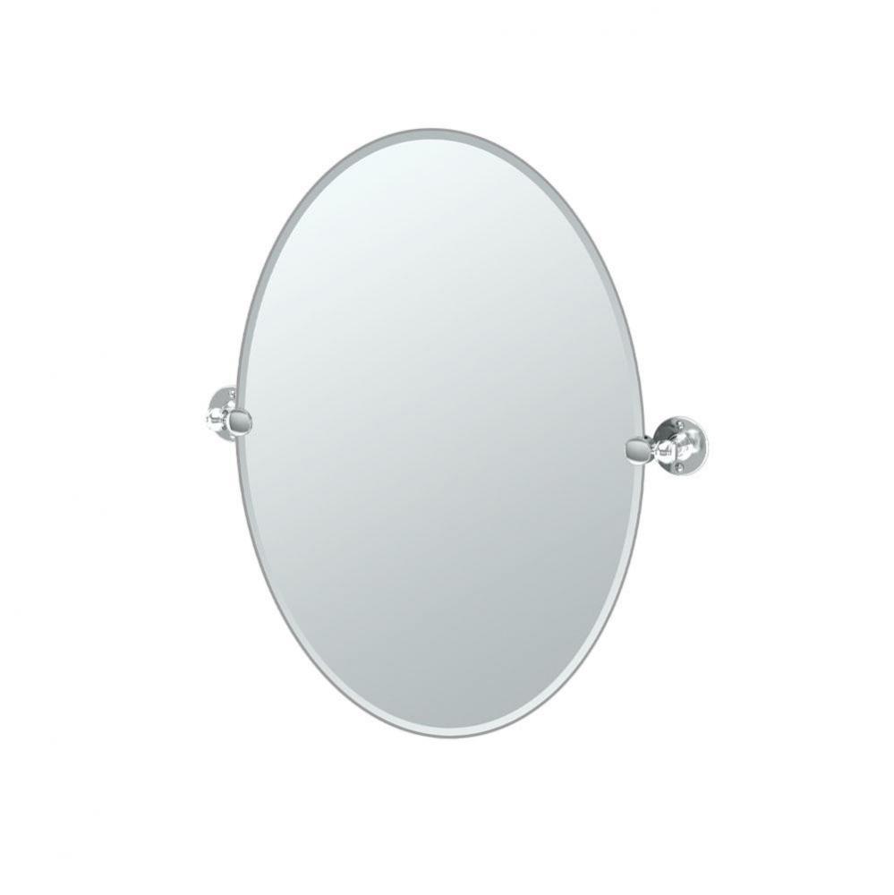 Cafe 26.5''H Frameless Oval Mirror, Chrome