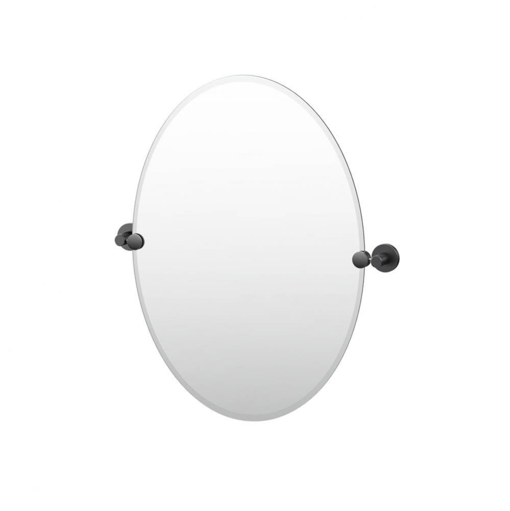 Reveal 26.5''H Frameless Oval Mirror, Matte Black