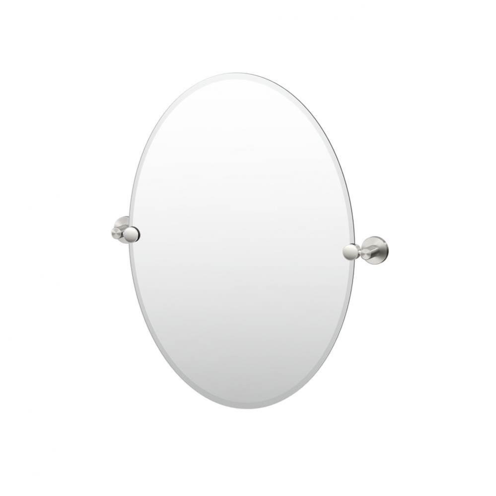 Reveal 26.5''H Frameless Oval Mirror, Satin Nickel