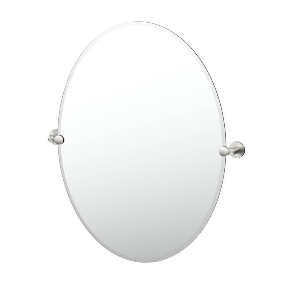 Reveal 32''H Frameless Oval Mirror, Satin Nickel