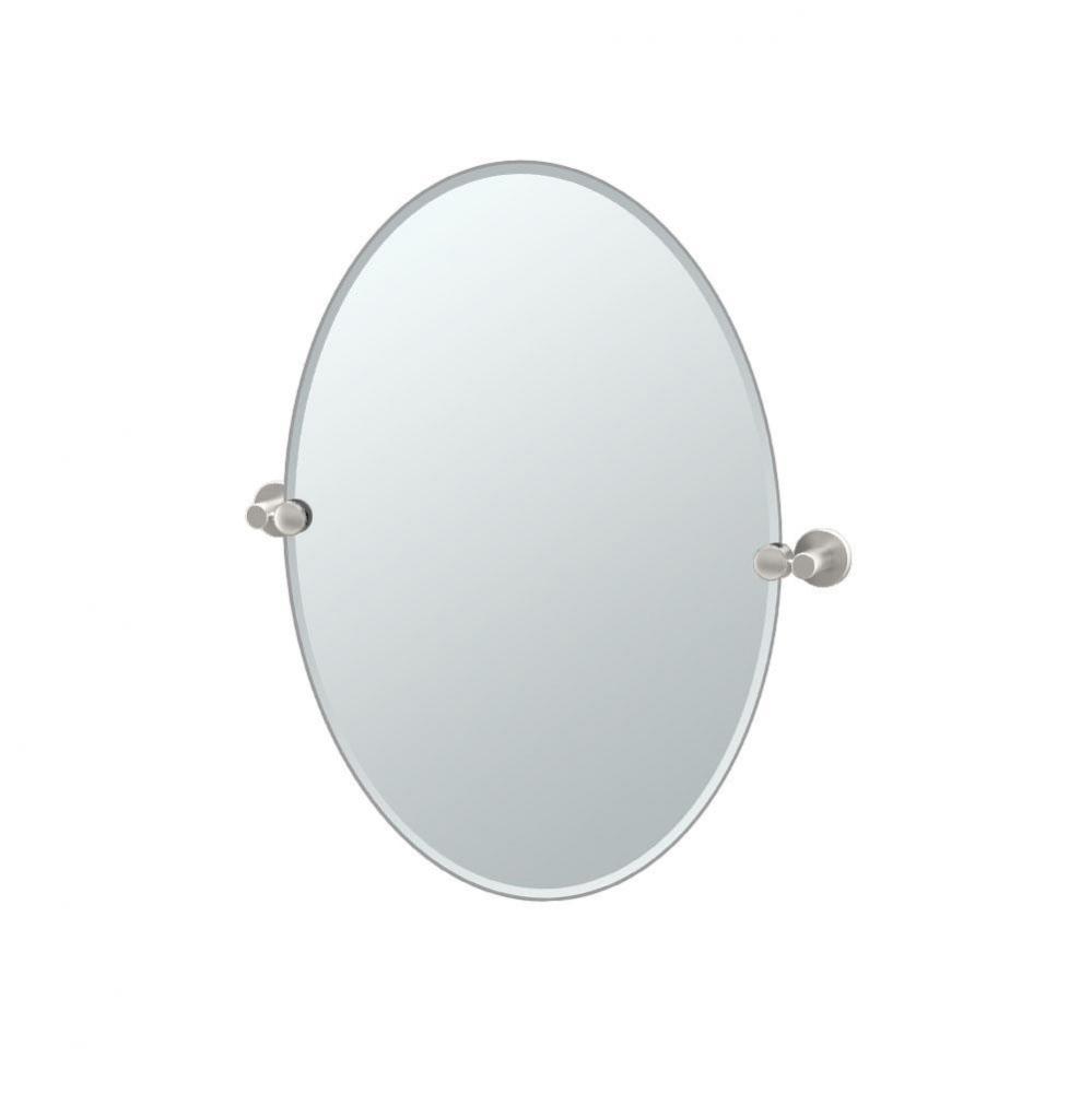 Channel 26.5''H Frameless Oval Mirror, Satin Nickel