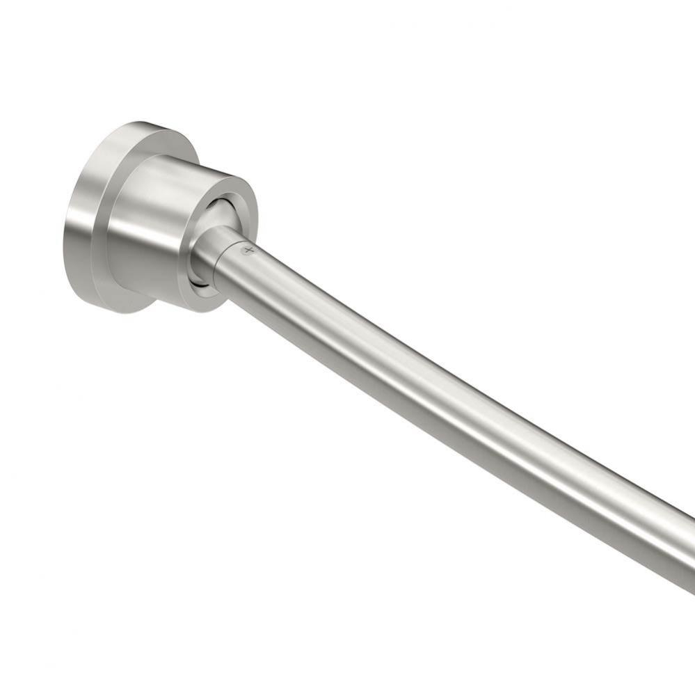 Modern Minimalist Curved Shower Rod Set, Satin Nickel