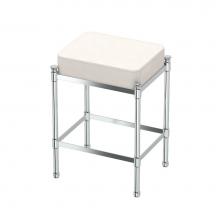 Gatco 1356 - Rectangle White Leather Vanity Stool Chrome