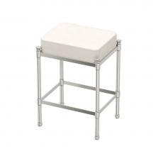 Gatco 1357 - Rectangle White Leather Vanity Stool Satin Nickel