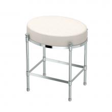 Gatco 1358 - Oval White Leather Vanity Stool Chrome