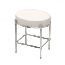 Gatco 1359 - Oval White Leather Vanity Stool Satin Nickel