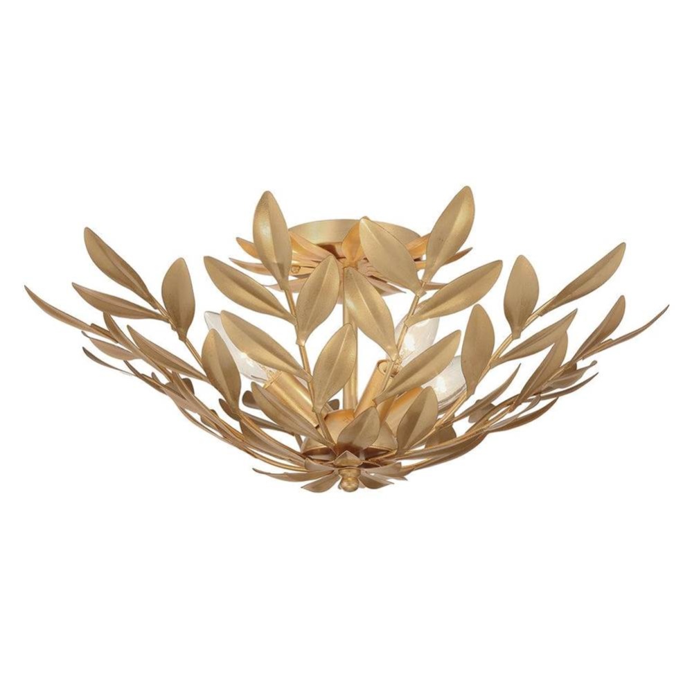 Broche 4 Light Semi Flush Antique Gold