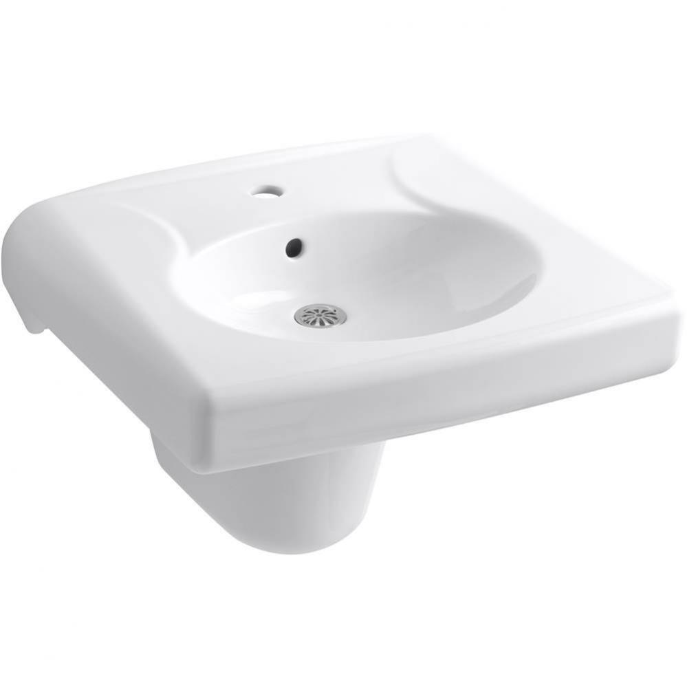 Brenham™ Wall-mount or concealed carrier arm mount commercial bathroom sink with single faucet h