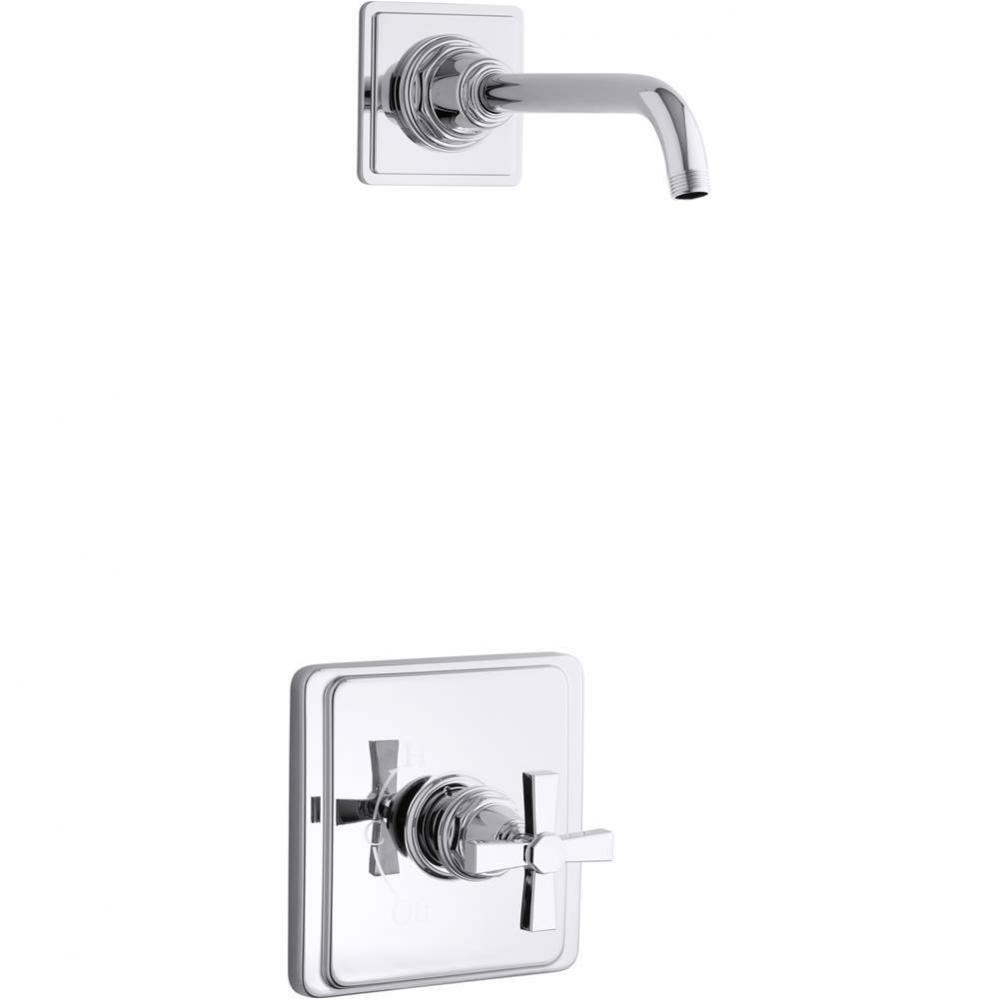 Pinstripe® Pure Rite-Temp® shower trim kit with cross handle, without showerhead