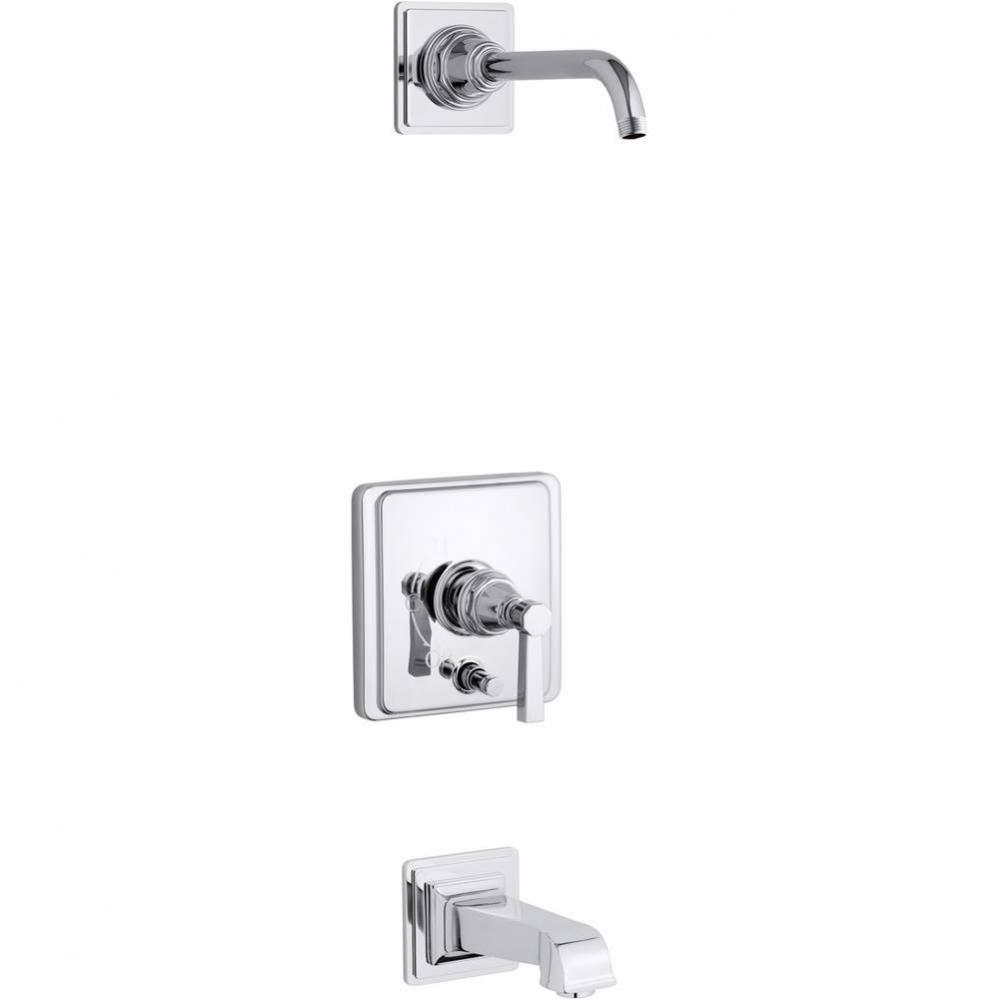 Pinstripe® Pure Rite-Temp® bath and shower trim kit with push-button diverter and lever