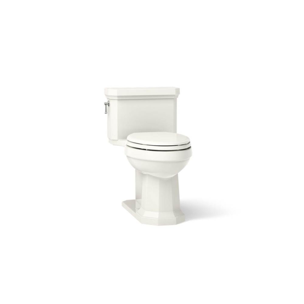 One-piece compact elongated toilet with concealed trapway, 1.28 gpf