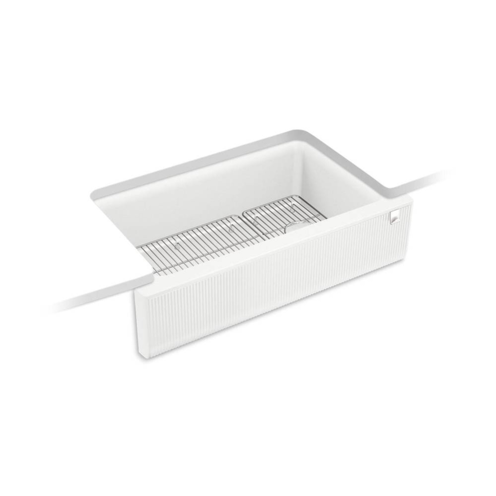 Cairn® 34'' undermount single-bowl farmhouse kitchen sink with fluted design