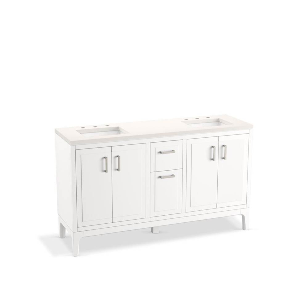 Seer® 60'' bathroom vanity cabinet with sinks and quartz top