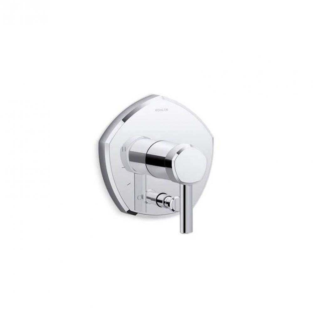 Occasion® Rite-Temp® valve trim with push-button diverter and lever handle