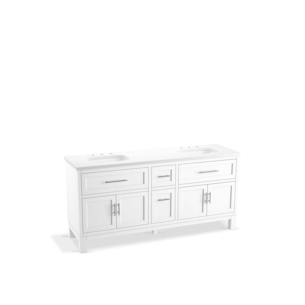 Quo® 72'' bathroom vanity cabinet with sinks and quartz top