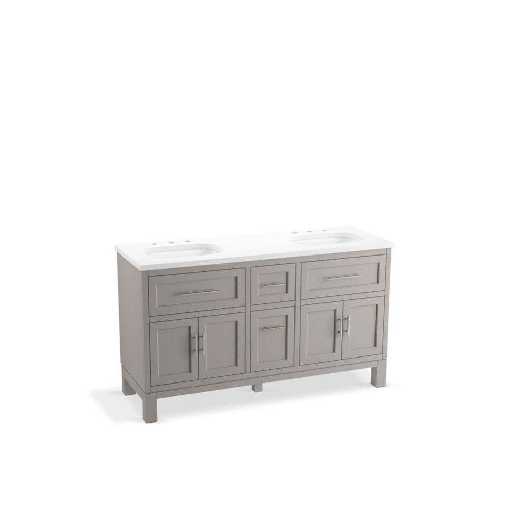 Quo® 60'' bathroom vanity cabinet with sinks and quartz top