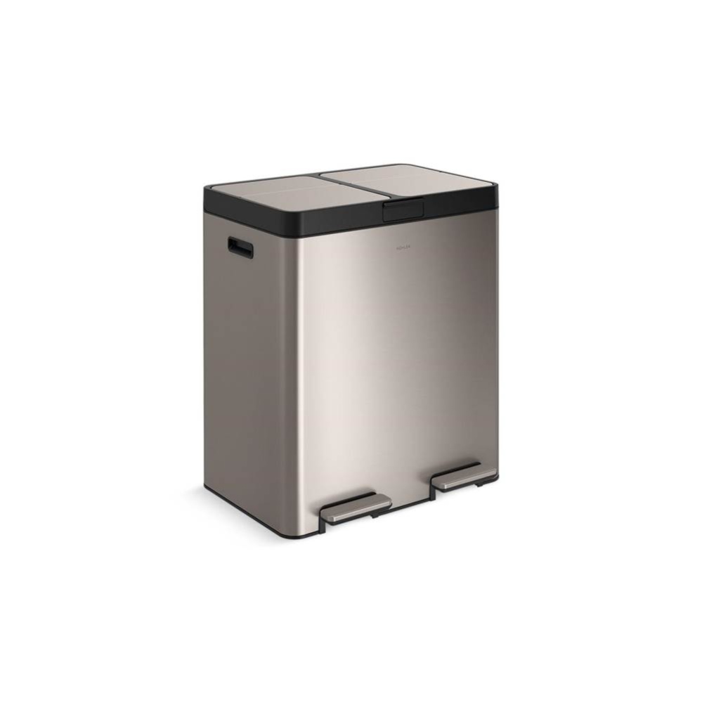 82-liter stainless steel dual-bin step trash can