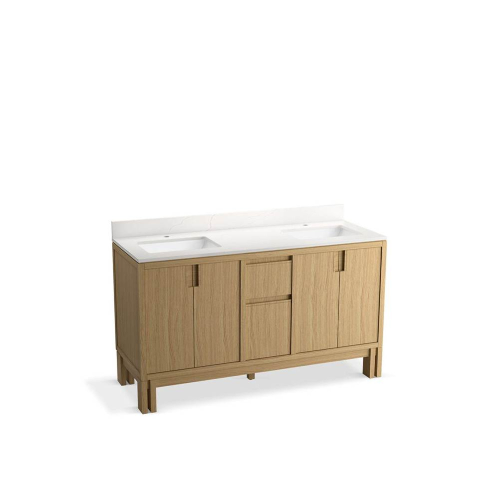 Solive™ 60'' bathroom vanity cabinet with sinks and quartz top