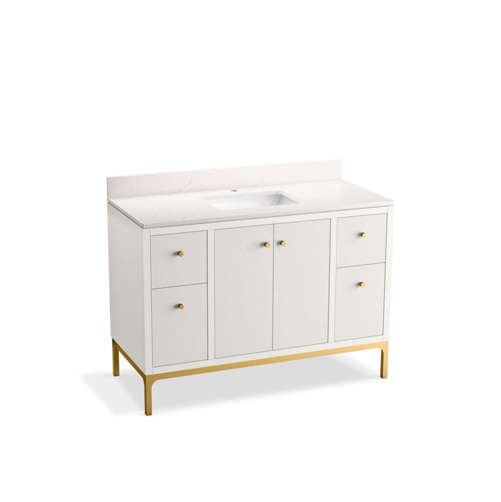 48'' bathroom vanity cabinet with sink and quartz top