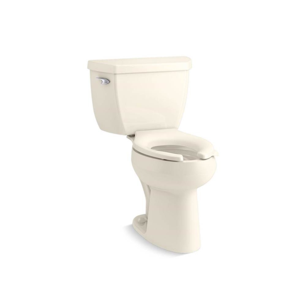 Two-piece elongated toilet, 1.28 gpf