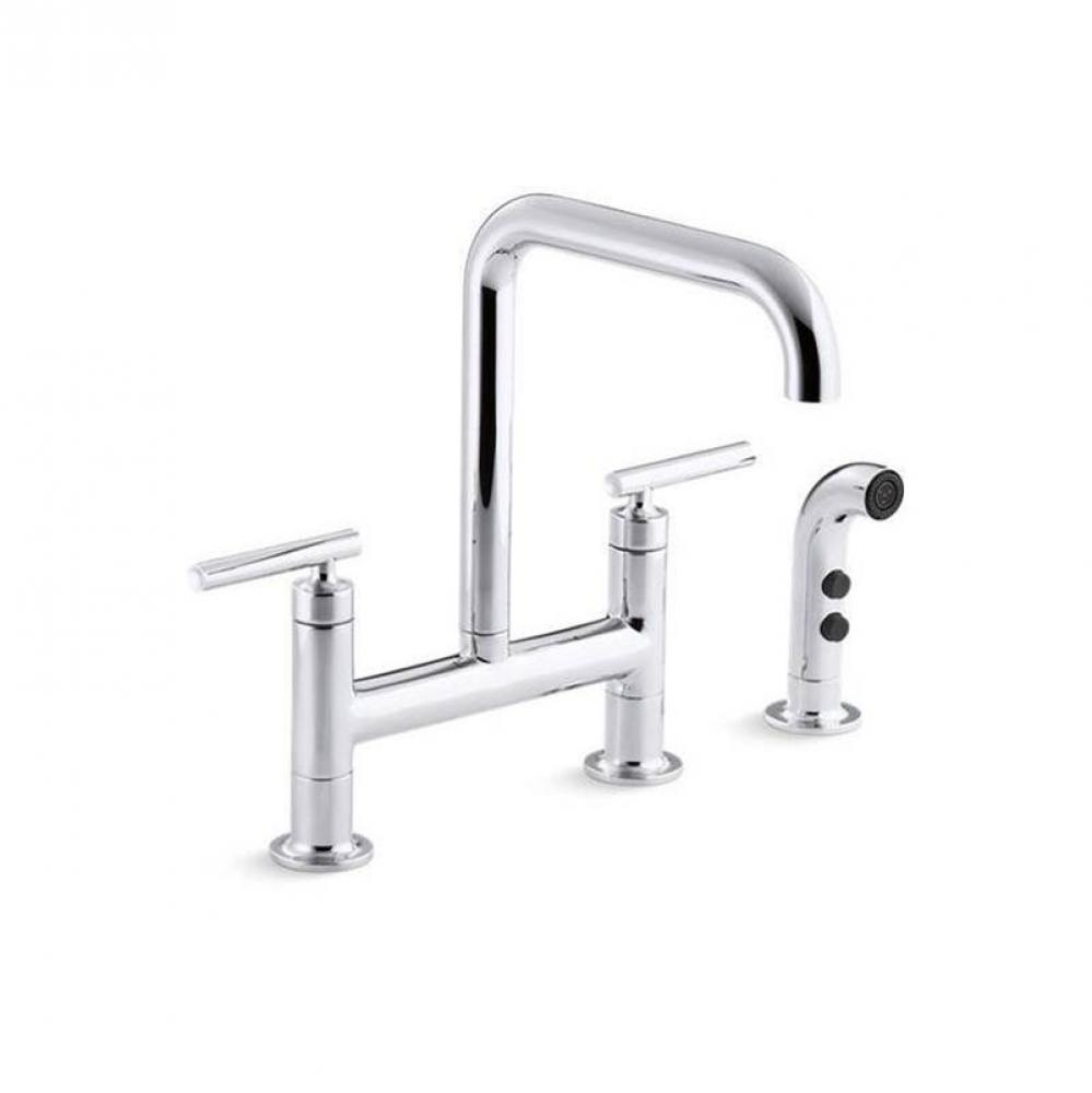 Purist® Two-hole bridge kitchen sink faucet with side sprayer